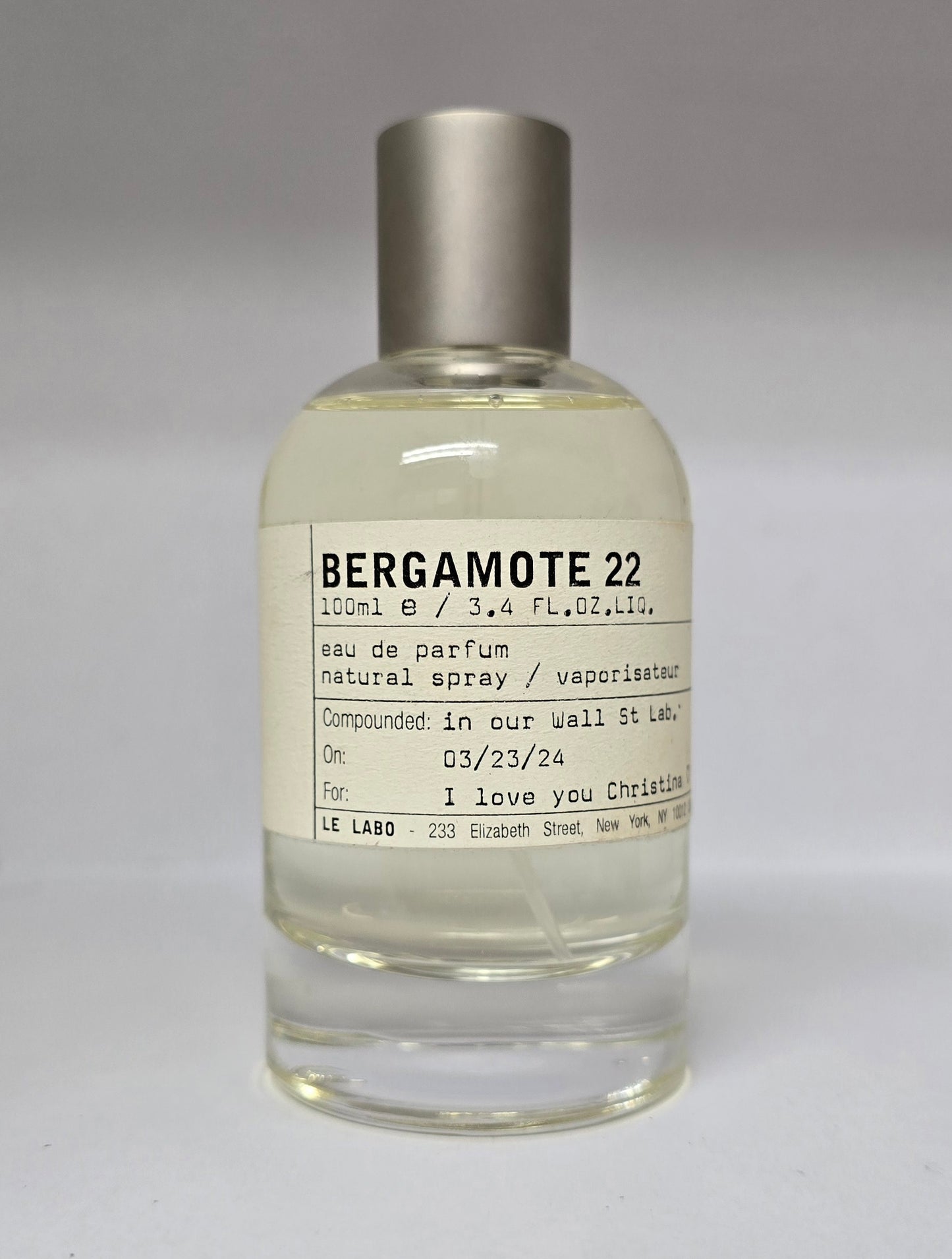 Le Labo Bargamonte 22 Eau de Parfum 100ml (USED)